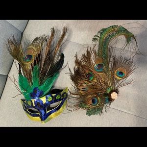 Peacock mask and hair clip